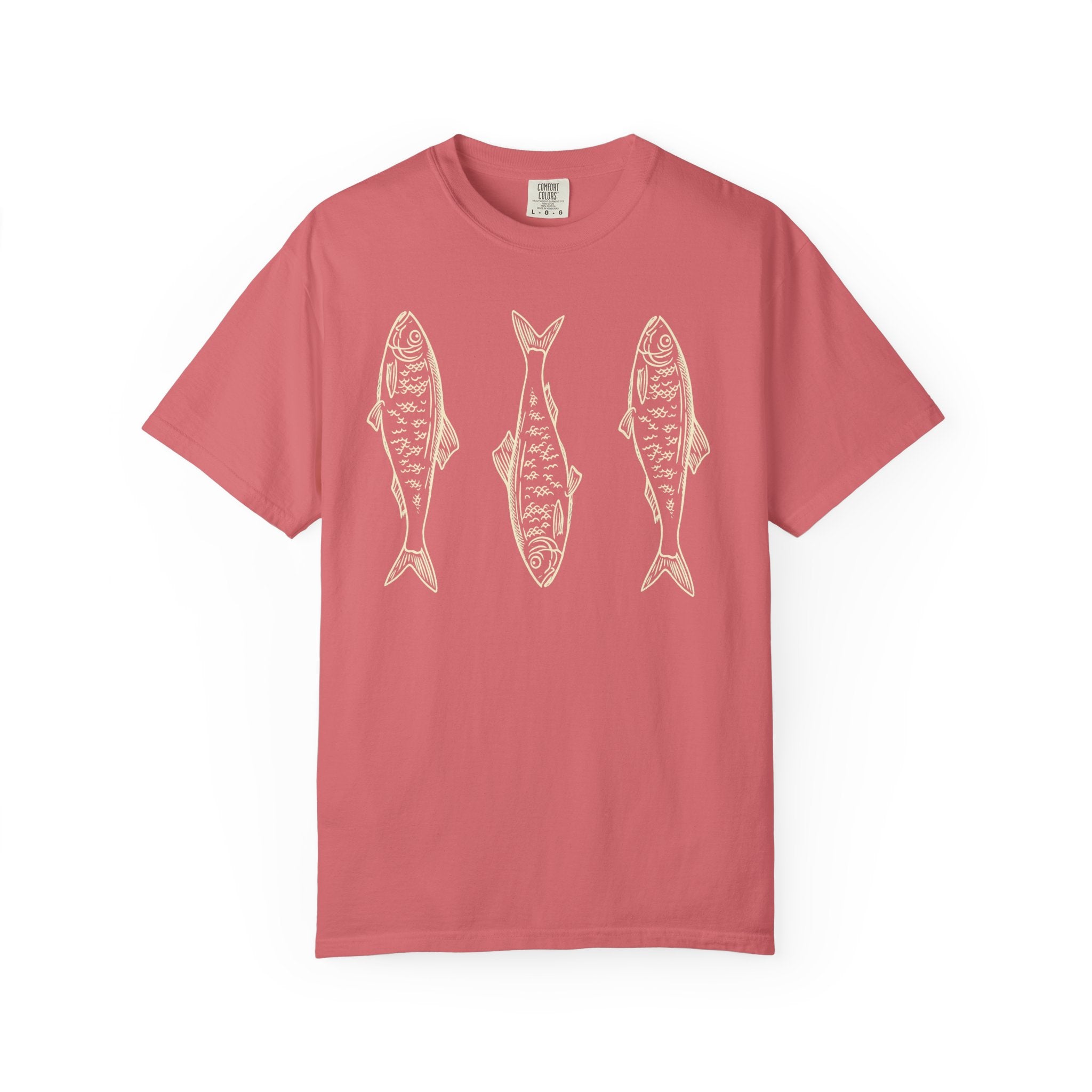 Three Fish T-shirt | Retro Fish Illustration, Nautical Beach Tee