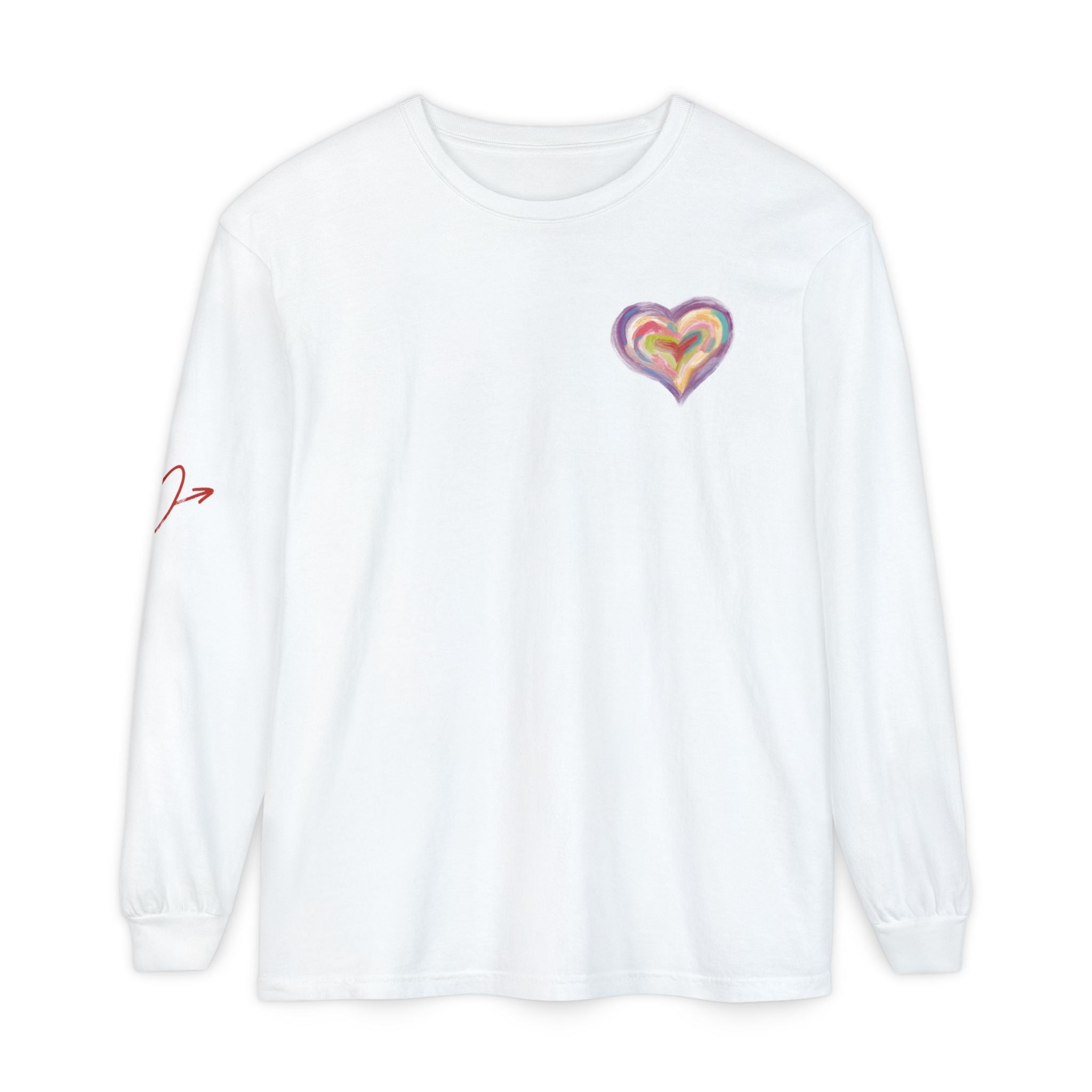 Colorful Heart Long Sleeve T-Shirt - Heart Long Sleeve Tshirt- Loungewear
