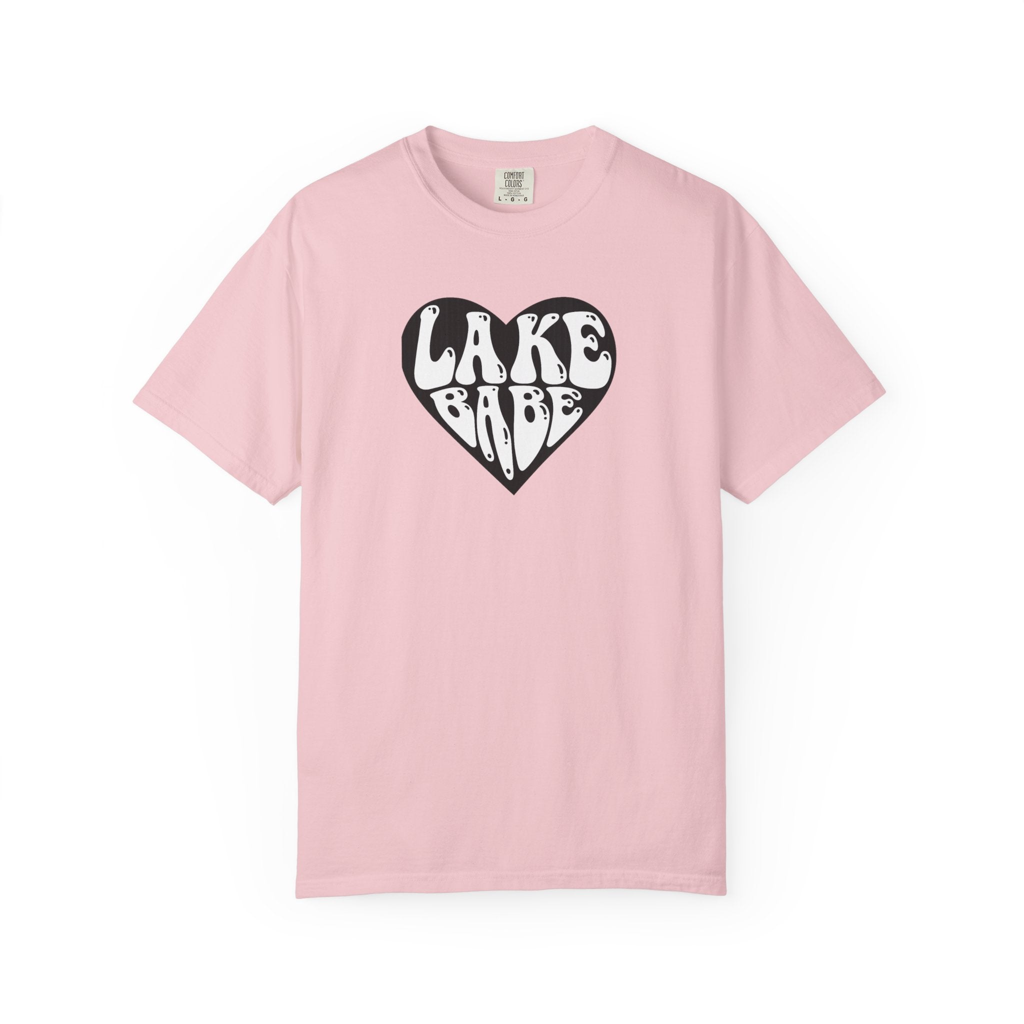 Lake Babe Heart T-shirt | White Print on Black Heart Graphic Tee