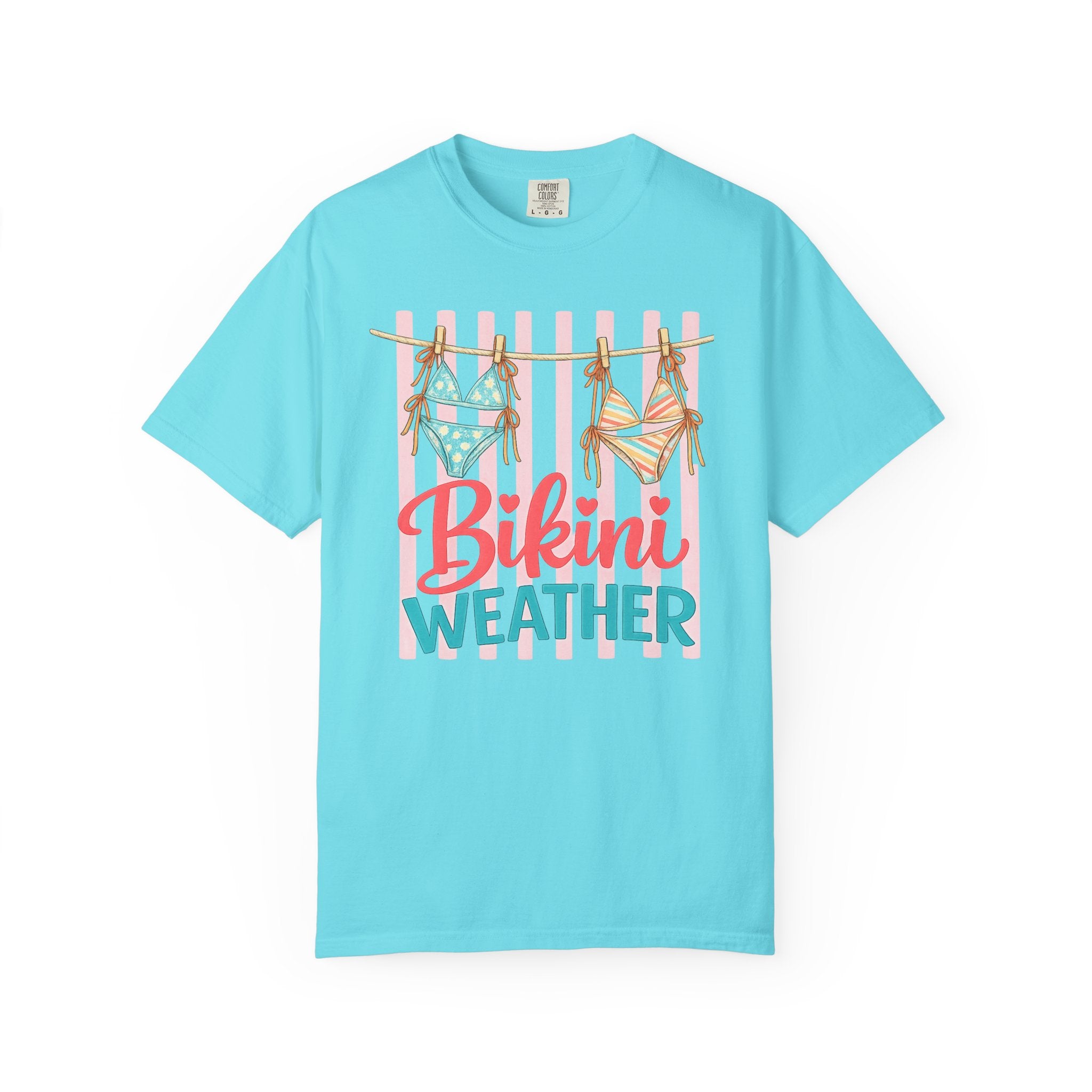 Bikini Weather T-shirt | Summer Beach Graphic, Bikinis on a Clothesline