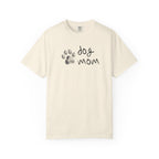 Beige t-shirt with black text on a white background