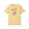 Yellow t-shirt with 'Summer Vibes' graphic on a white background