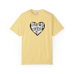 Beach Babe T-Shirt — White Print on Black Heart Graphic Tee