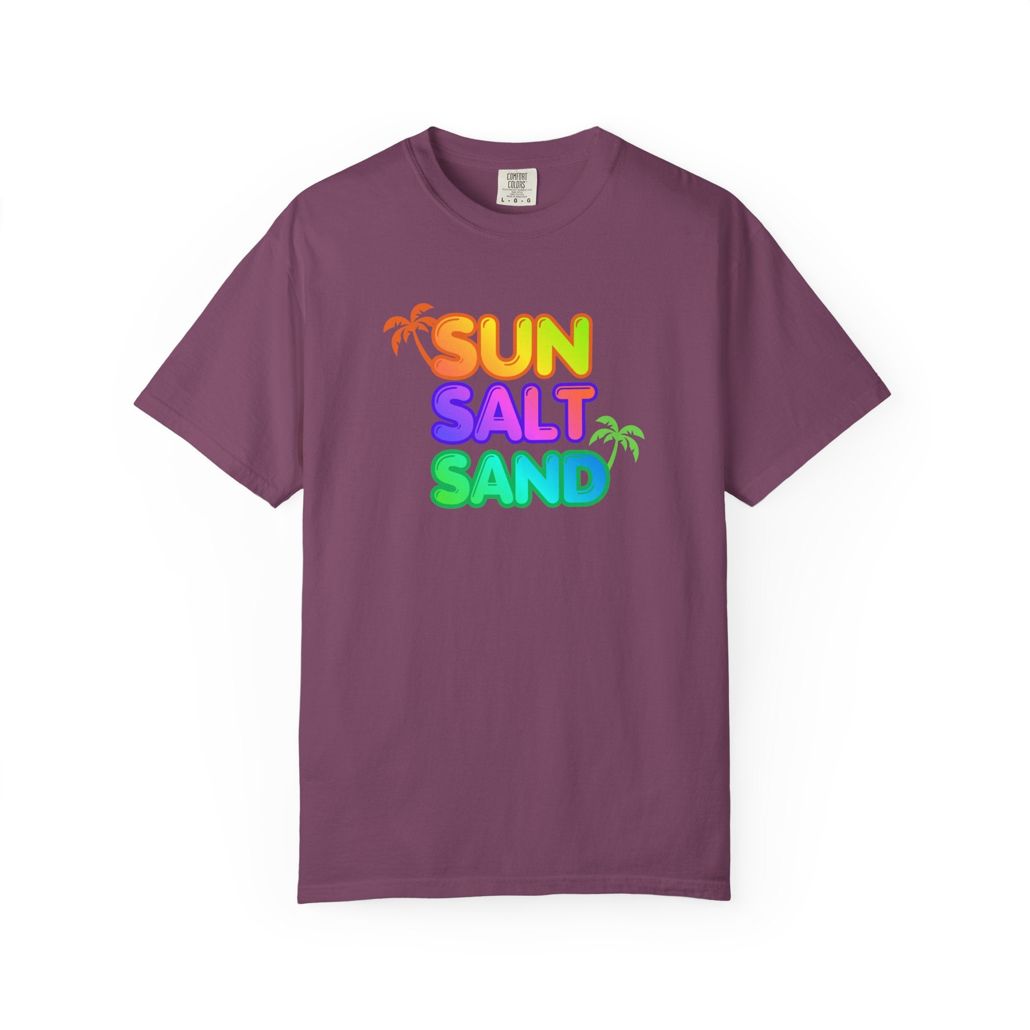 Sun, Salt, Sand Tropical Beach T-Shirt — Colorful Palm Graphic Tee