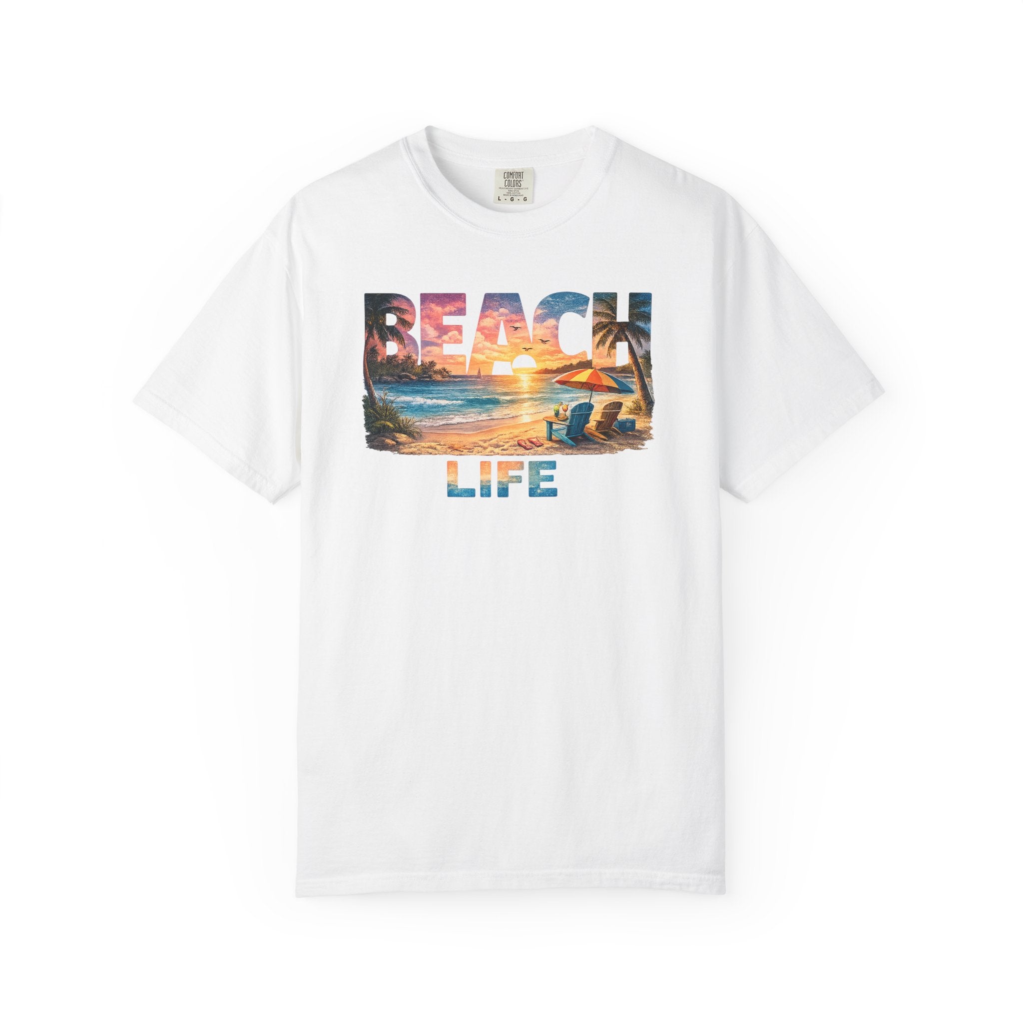 Beach Life sunset scene T-Shirt | coastal beach graphic tee