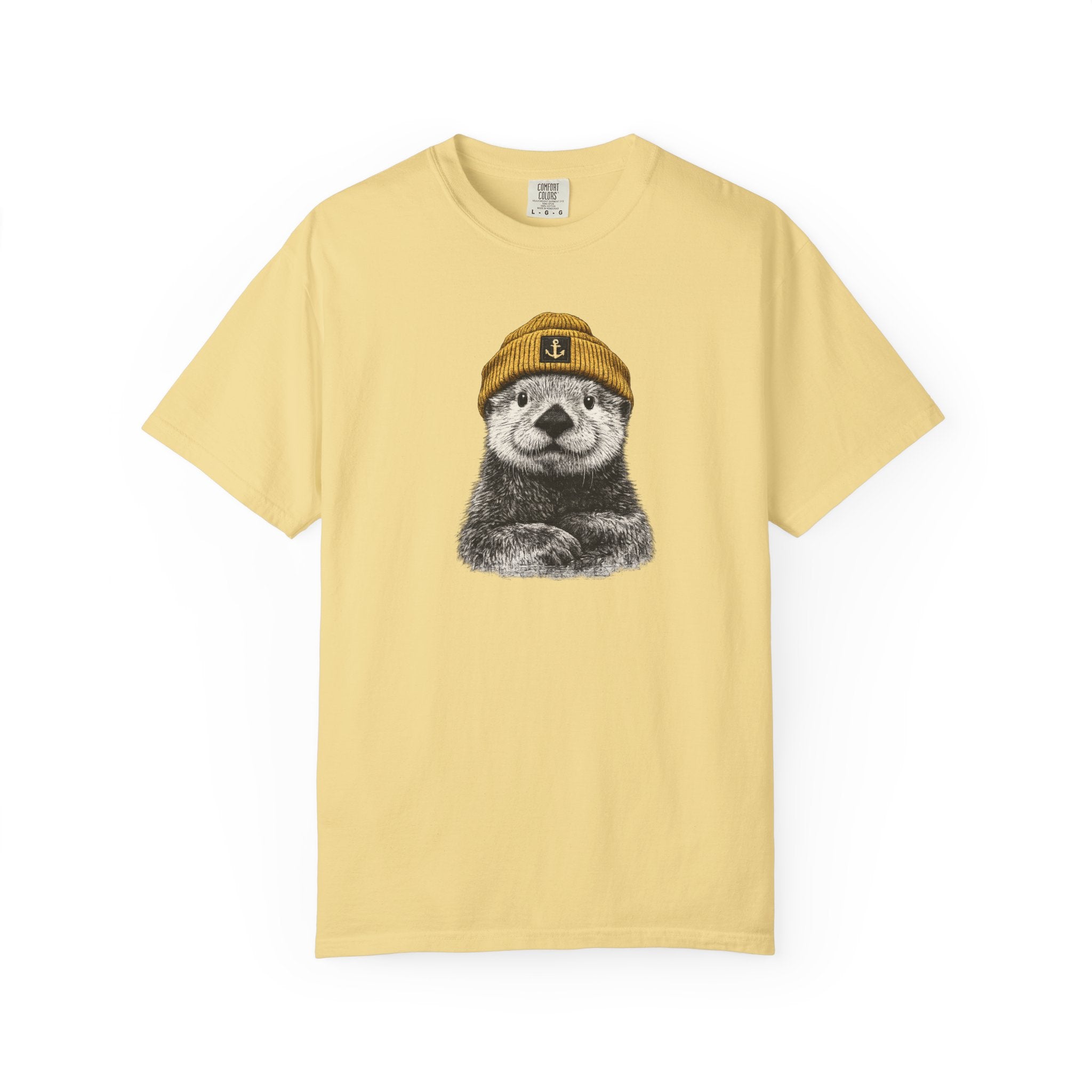 Otter in Beanie T-Shirt — Cute Graphic Tee for Animal Lovers