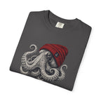 Octopus with Red Beanie T-shirt- Ocean Graphic Tshirt
