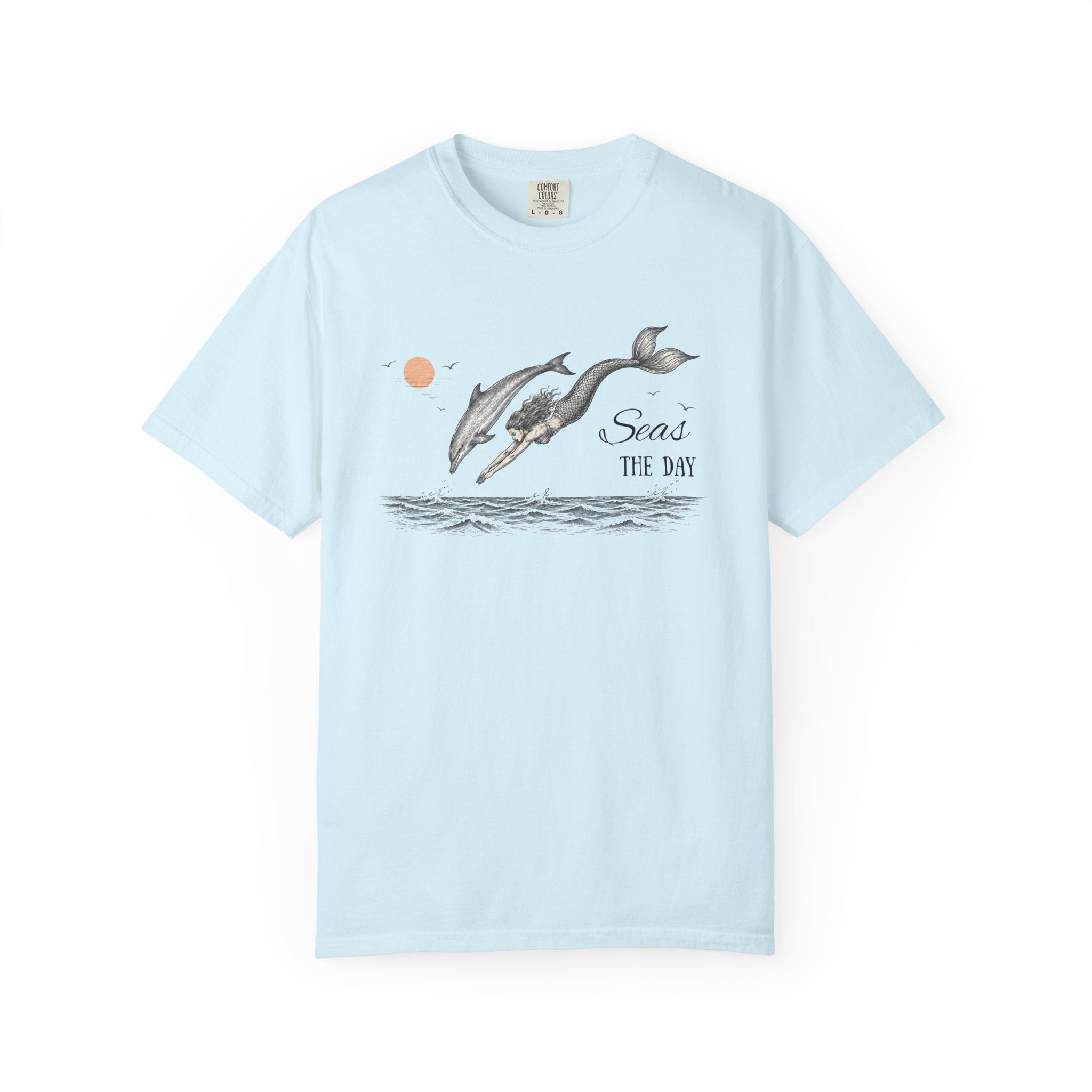 Mermaid & Dolphin 'Seas the Day' T-Shirt- Mermaid & Dolphin Graphic Tshirt