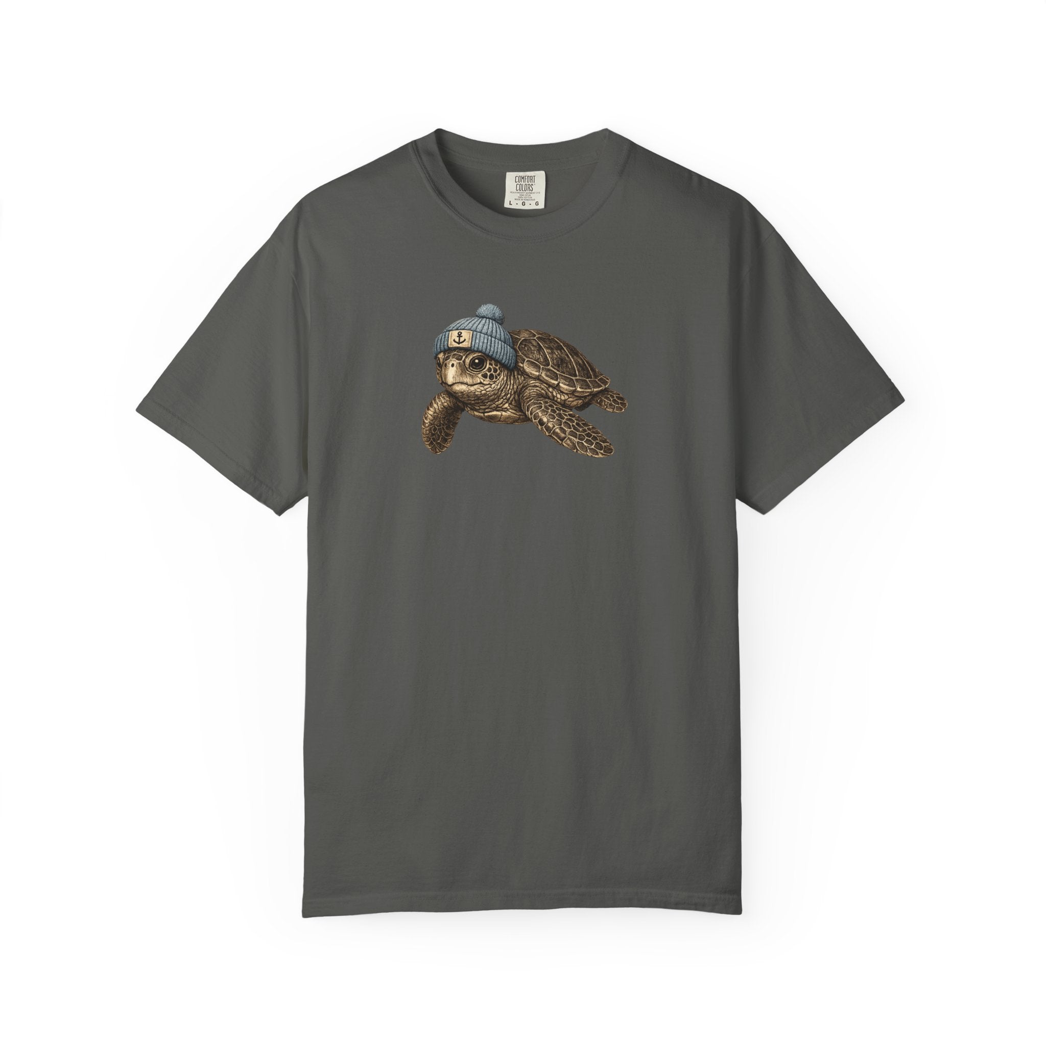 Sea Turtle Graphic Tshirt — Turtle Wearing Beanie TShirt