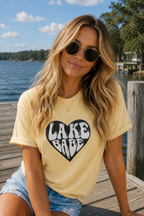 Lake Babe Heart T-shirt | White Print on Black Heart Graphic Tee