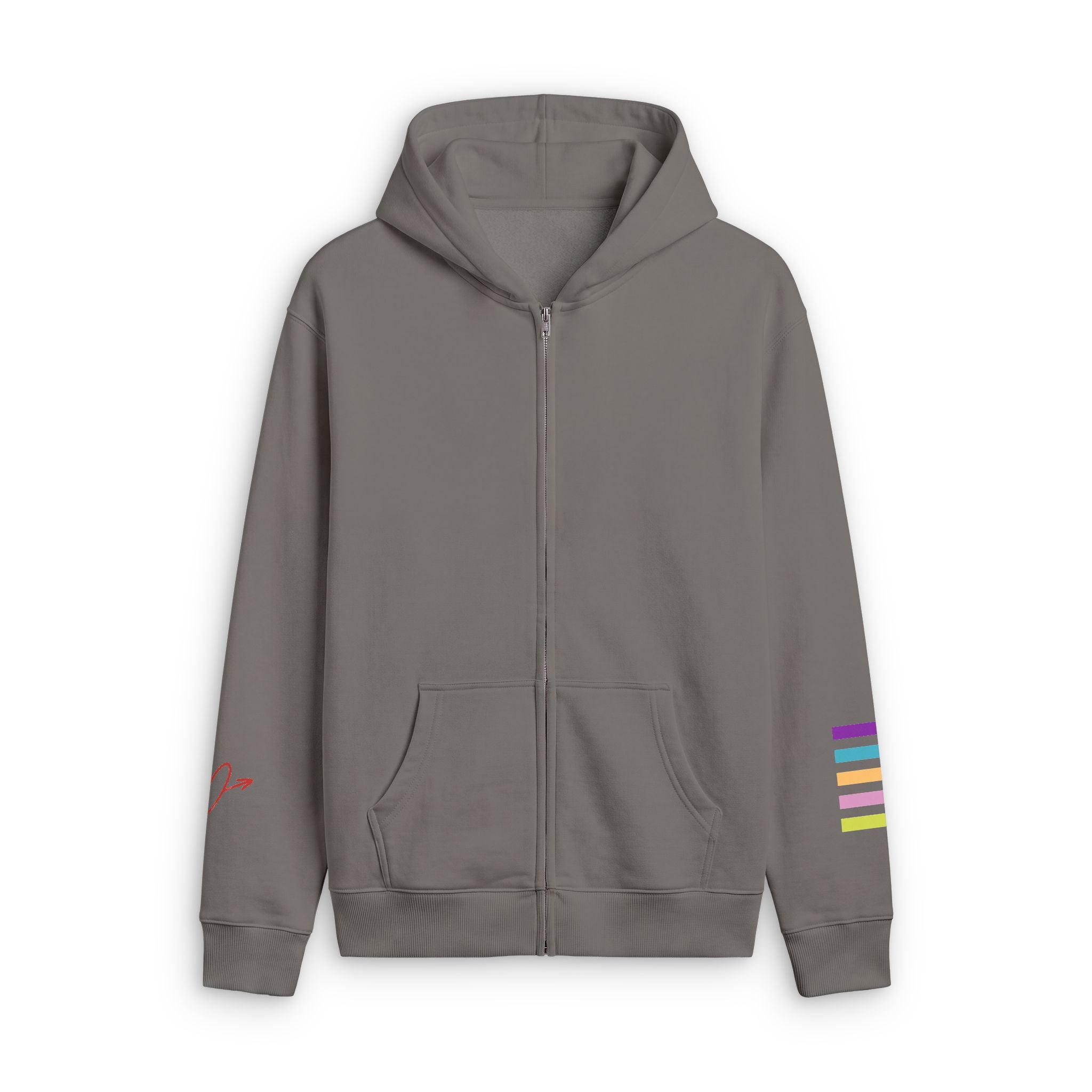 Colorful Heart Zip Hoodie — Colorful Painted Heart Back Graphic