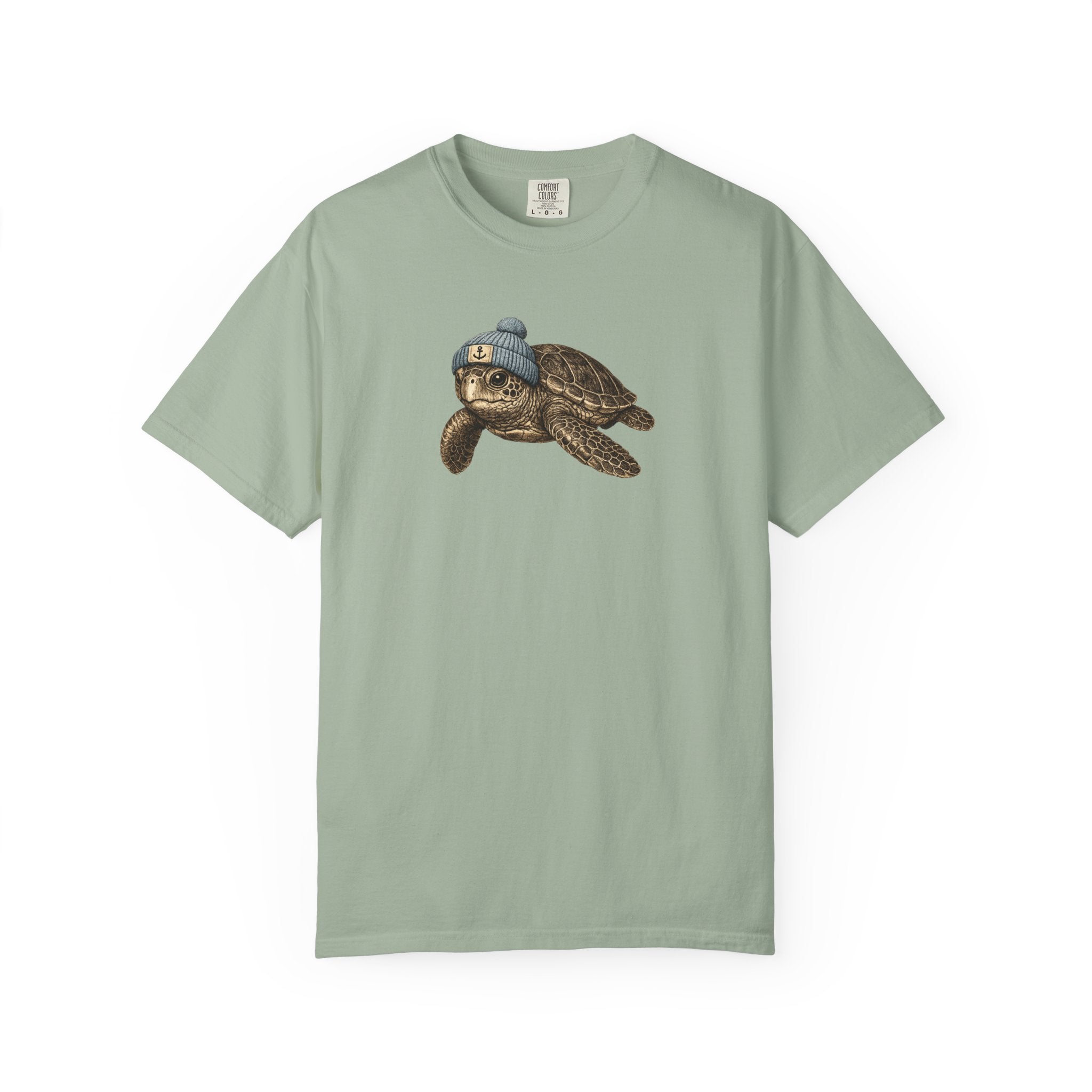 Sea Turtle Graphic Tshirt — Turtle Wearing Beanie TShirt