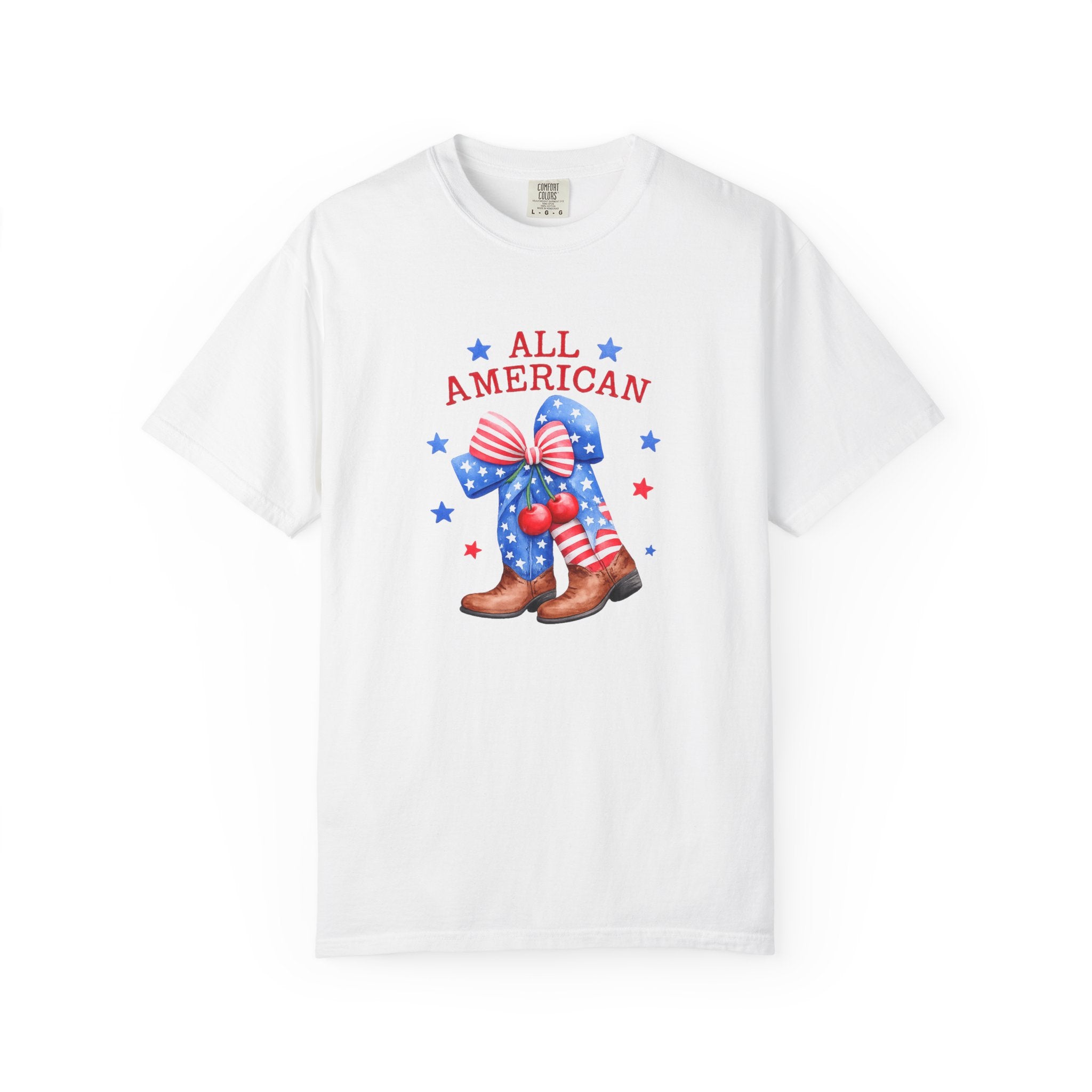 All American Cowboy T-shirt | Patriotic Boots and Flag Graphic
