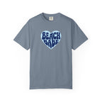 Beach Babe Heart T-Shirt- Dark Blue on Light Blue Heart Graphic Tee