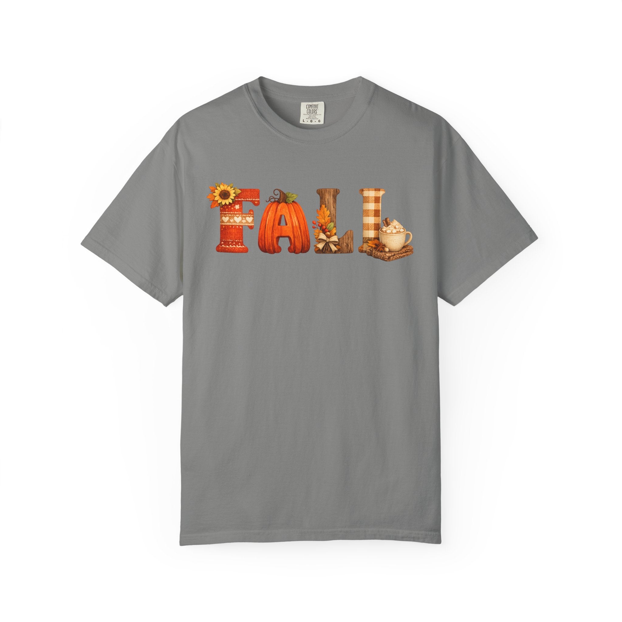 Fall T-Shirt — 'FALL' Pumpkin & Sunflower Graphic