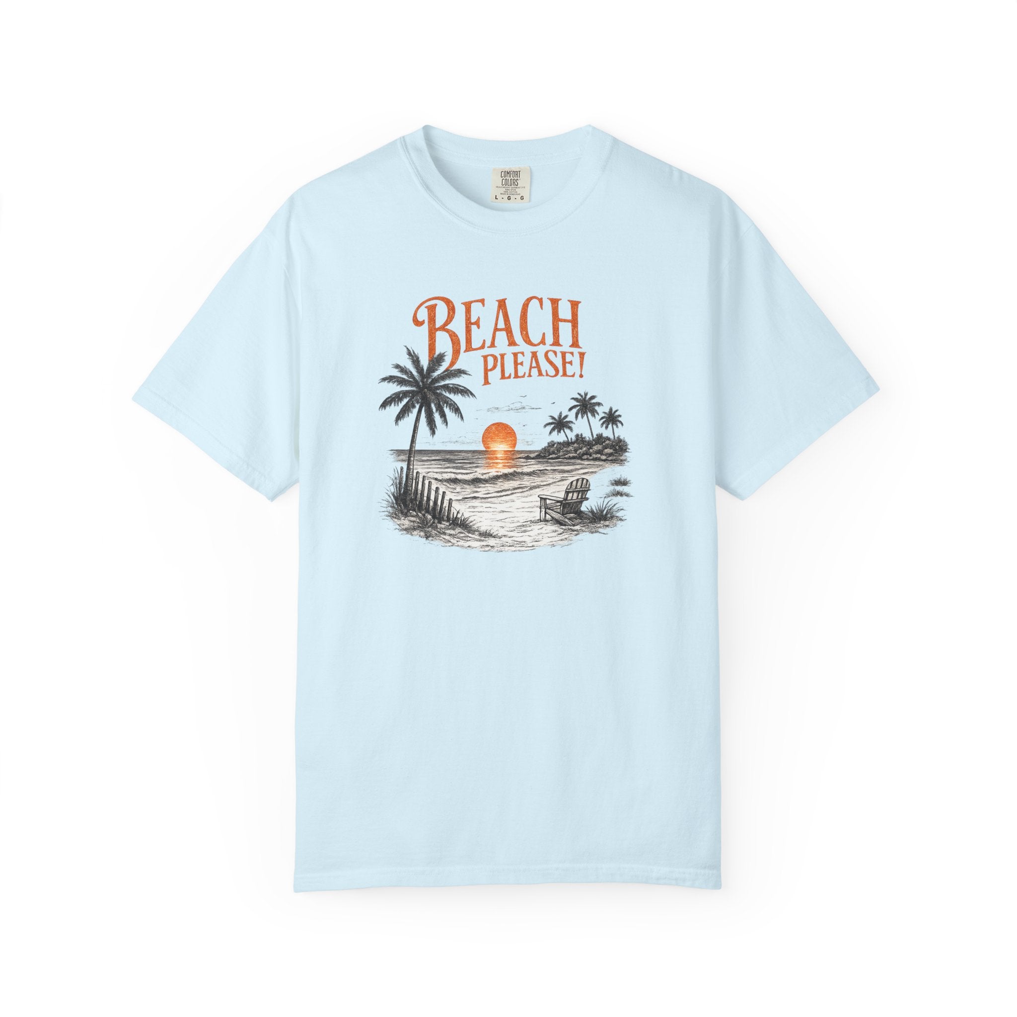 Beach Please T-Shirt — Vintage Sunset Palm Beach Tee