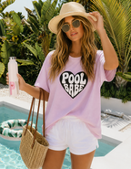 Pool Babe Heart T-Shirt — White Print on Black Heart Graphic Tee