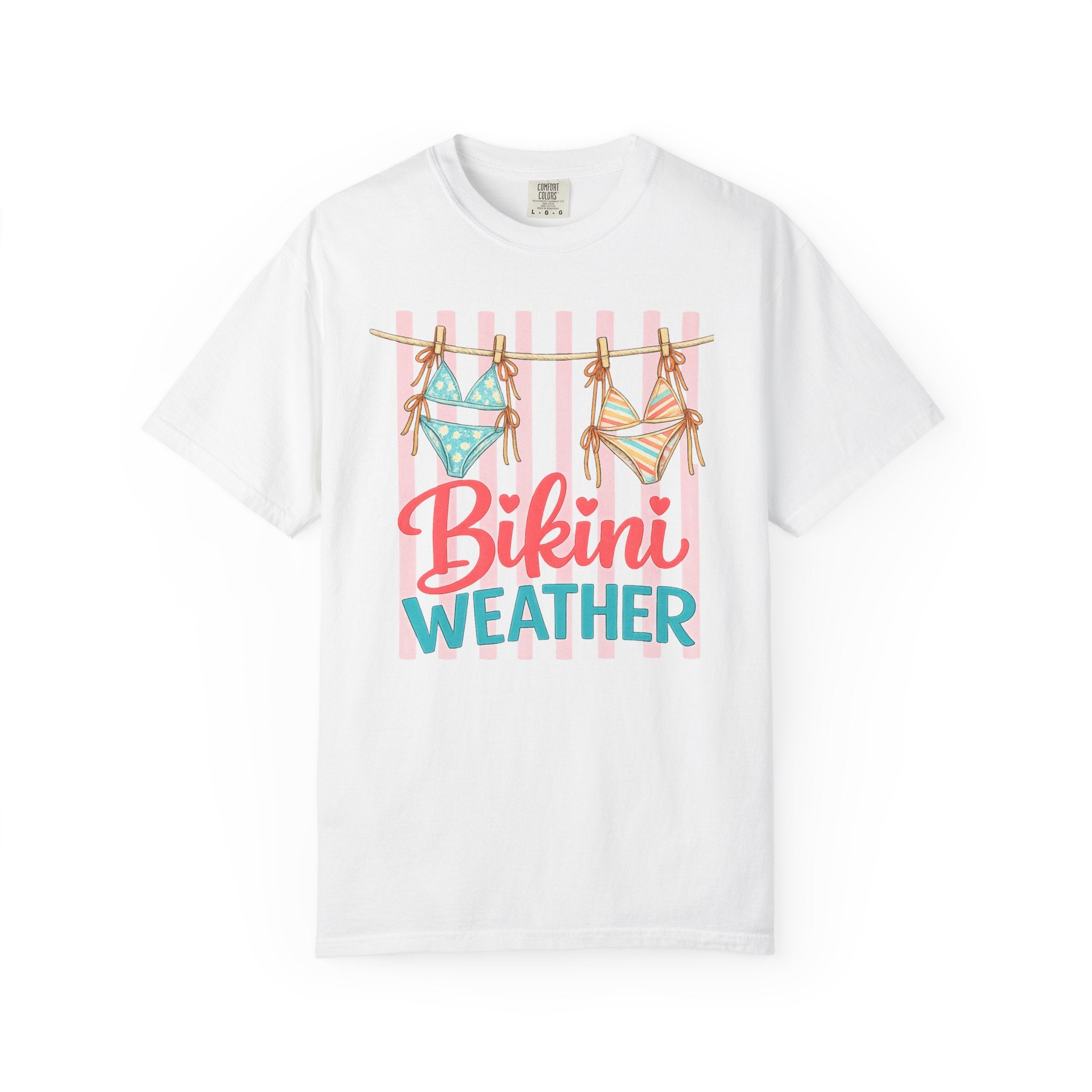 Bikini Weather T-shirt | Summer Beach Graphic, Bikinis on a Clothesline