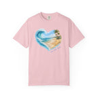 Heart Wave Beach scene T-shirt | Tropical palm shore ocean art