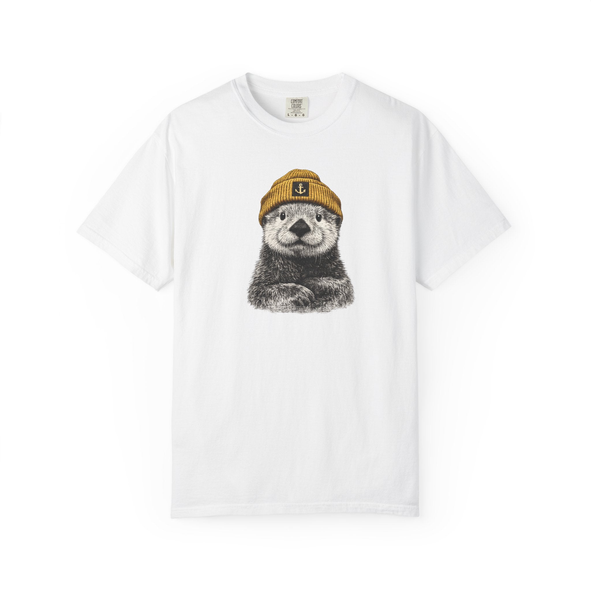 Otter in Beanie T-Shirt — Cute Graphic Tee for Animal Lovers