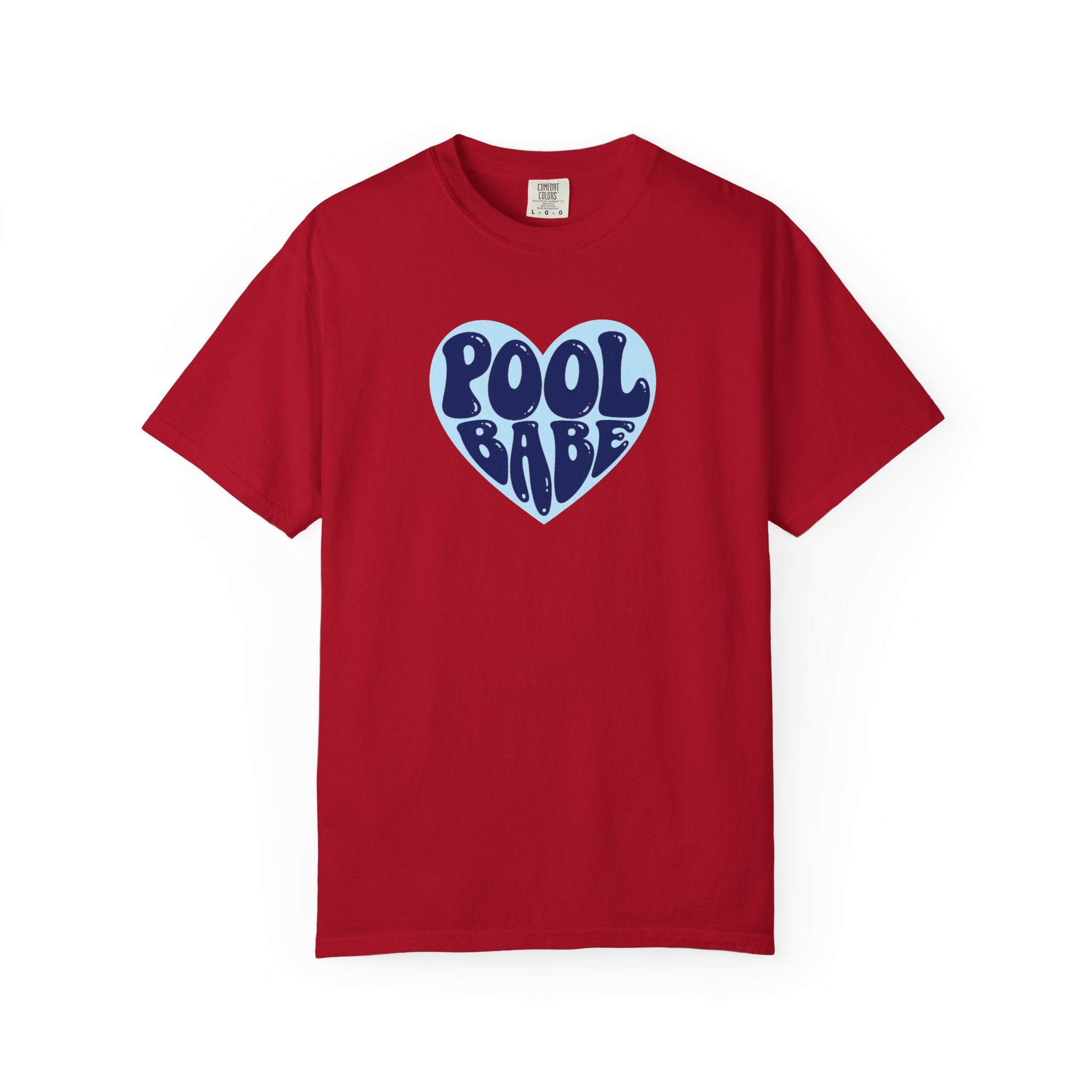Pool Babe Heart T-shirt-  Dark Blue on Light Blue Heart Graphic Tee