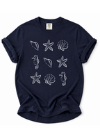Seaside Sea Shells T-Shirt — Nautical Womens Graphic T Shirt