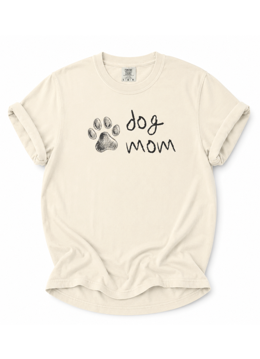 Dog Mom T-Shirt — Paw Print Graphic Tee for Dog Lovers
