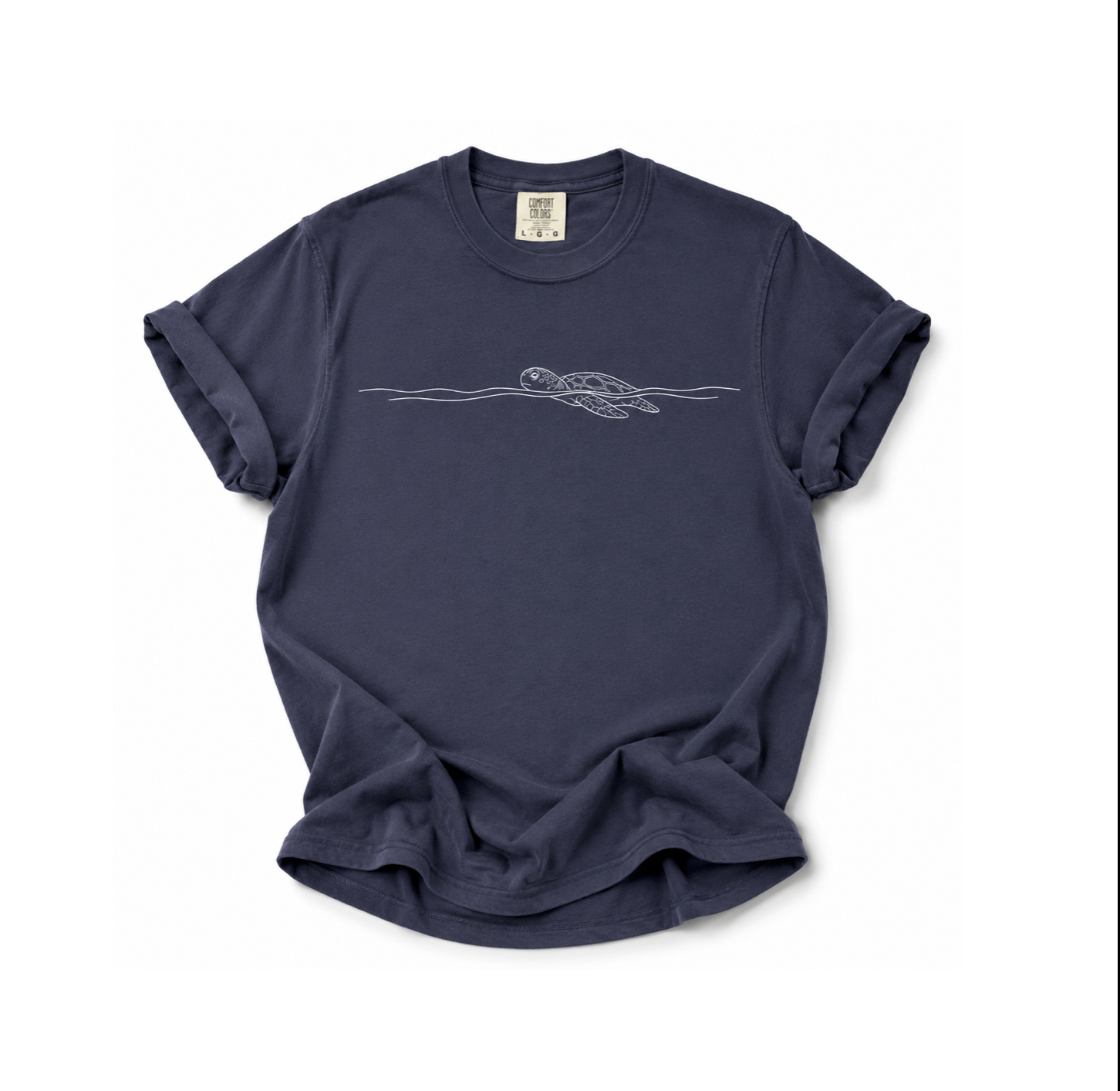 Turtle Swimming in the Water  T-Shirt- Ocean Turtle Minimalist Tshirt