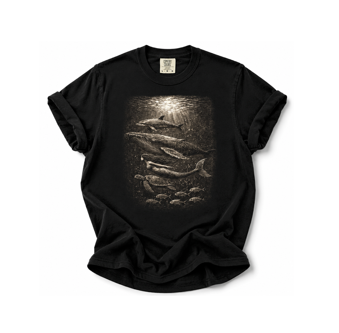 Ocean Animals  with mermaid T-Shirt -  Ocean  Life Tshirt