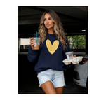 Heart Painted Sweatshirt — Womens Heart Graphic Pullover Crewneck